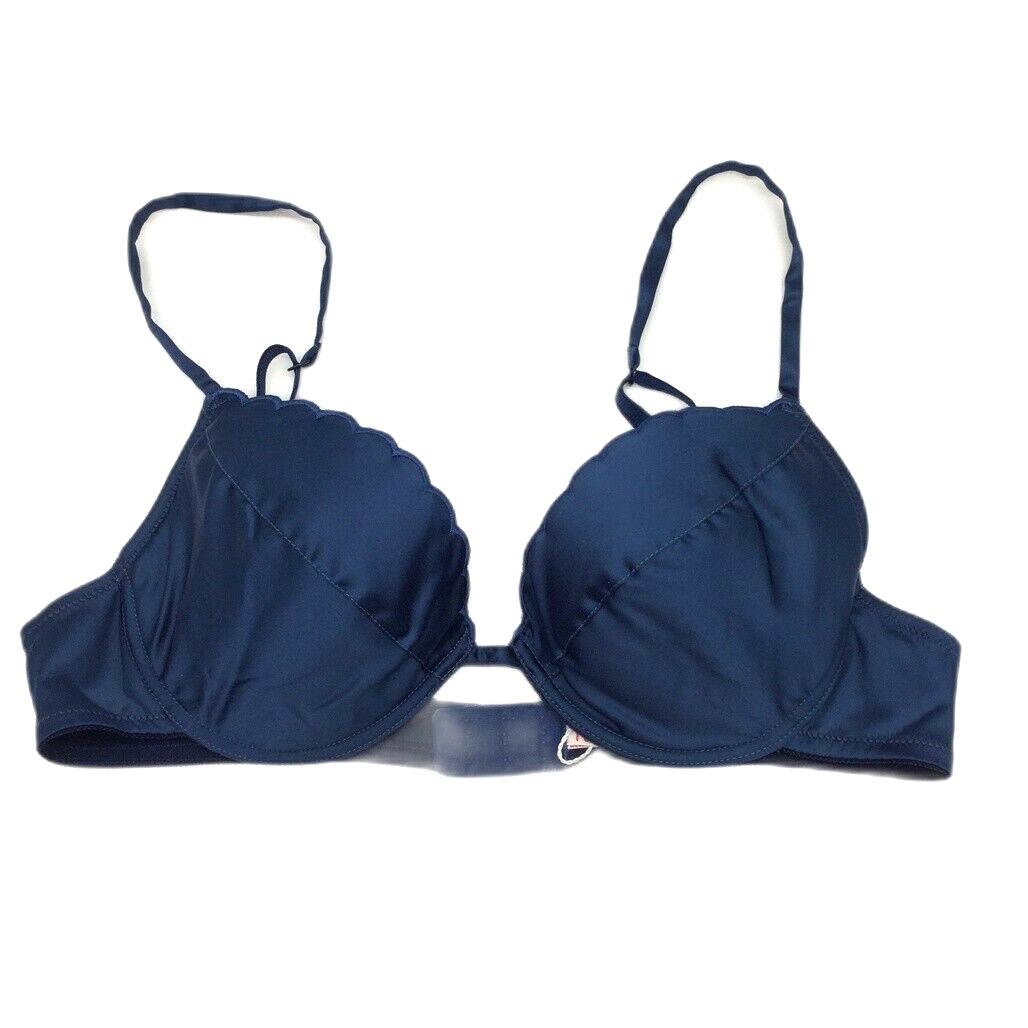 NEW Faber Italian Made Navy Blue Scalloped Edge Padded Bra Ladies Size I4 B Cup