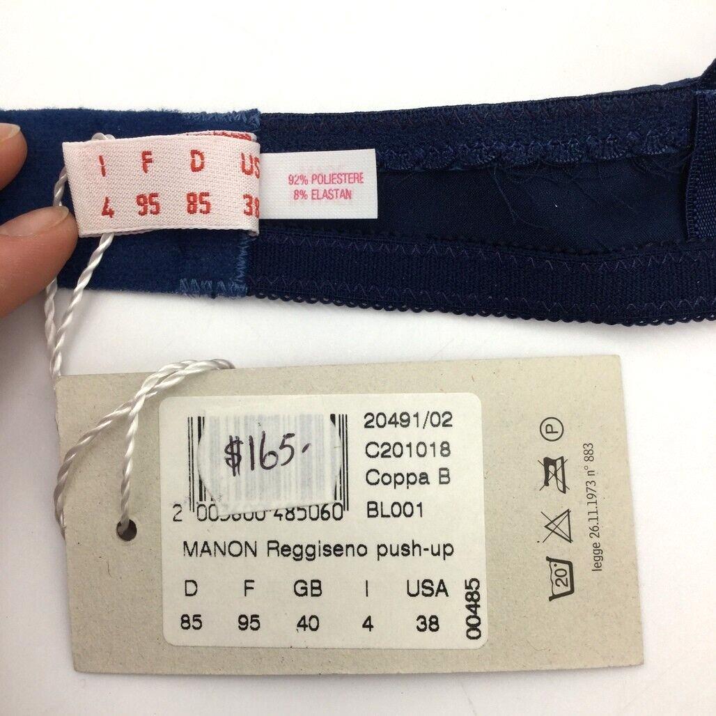 NEW Faber Italian Made Navy Blue Scalloped Edge Padded Bra Ladies Size I4 B Cup