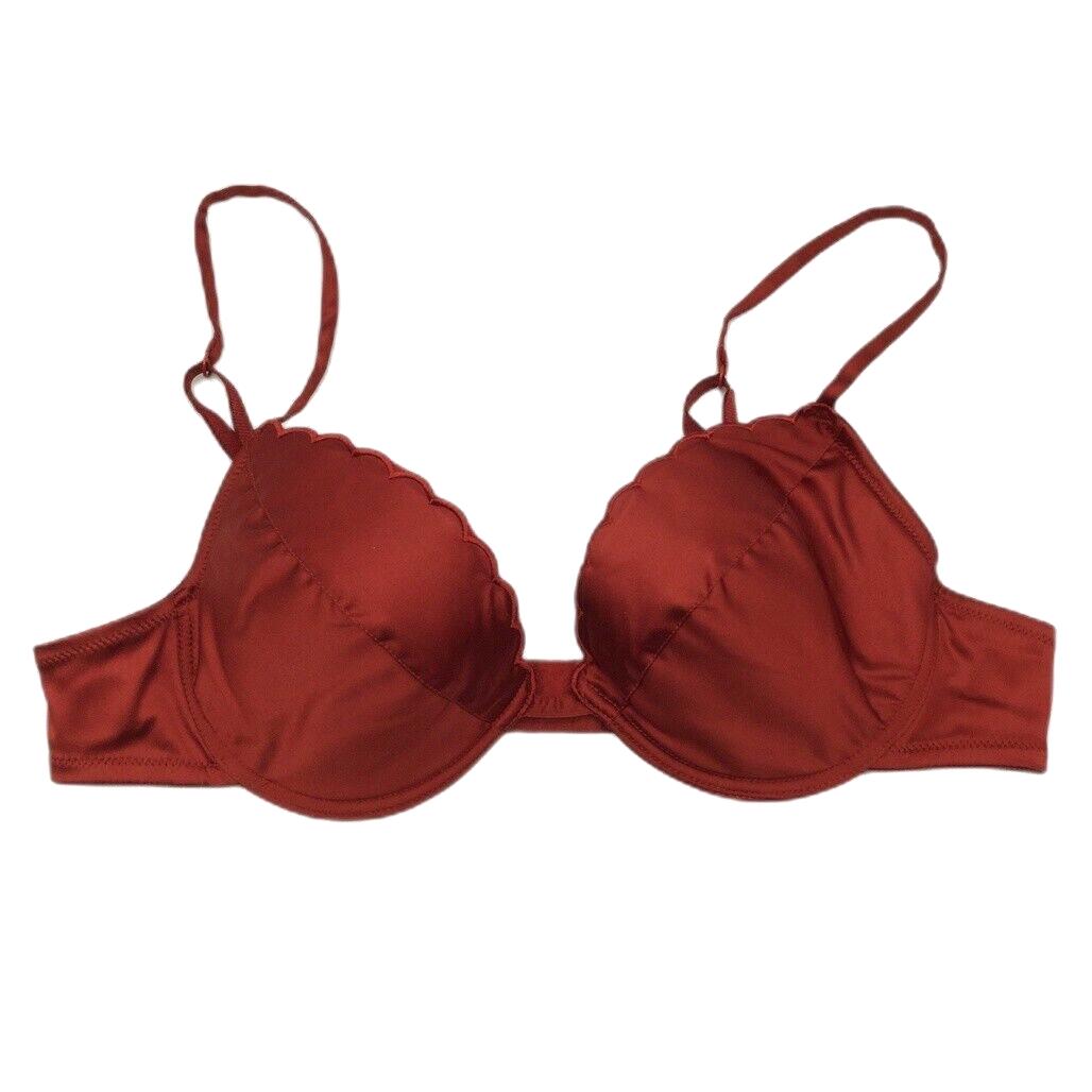 NEW Faber Italian Made Scalloped Edge Red Padded Bra Ladies Size I4 C Cup