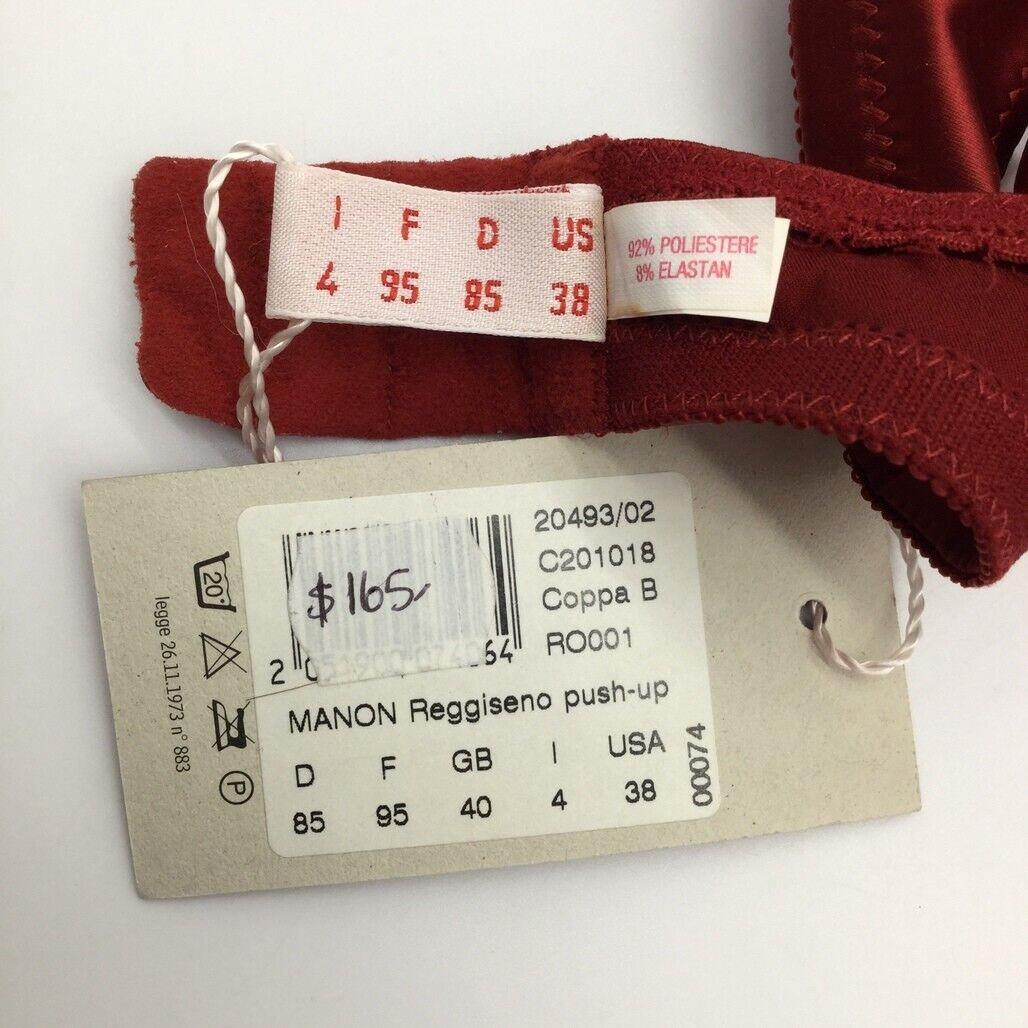 NEW Faber Italian Made Scalloped Edge Red Padded Bra Ladies Size I4 C Cup