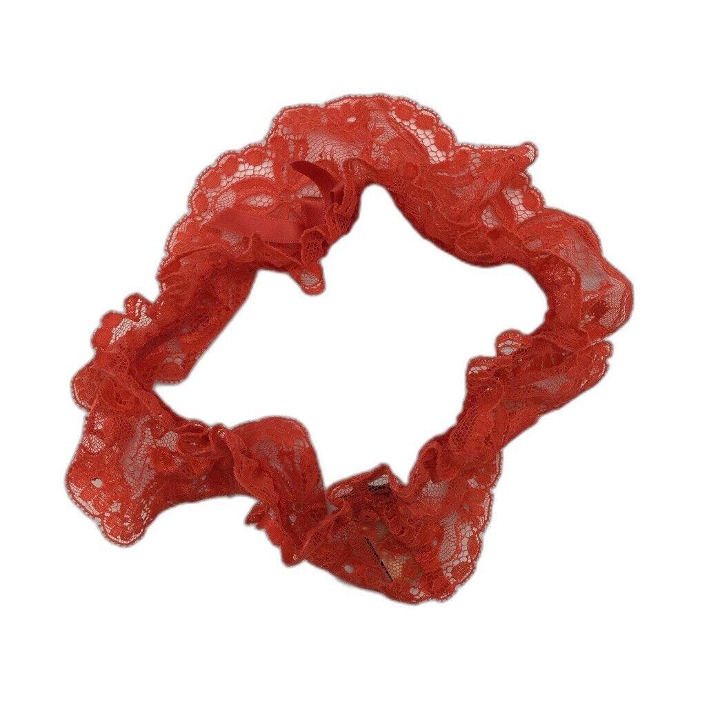 NEW La Perla Italy Red Floral Lace Thigh Garter Stretchy Ribbon Ladies Size I2