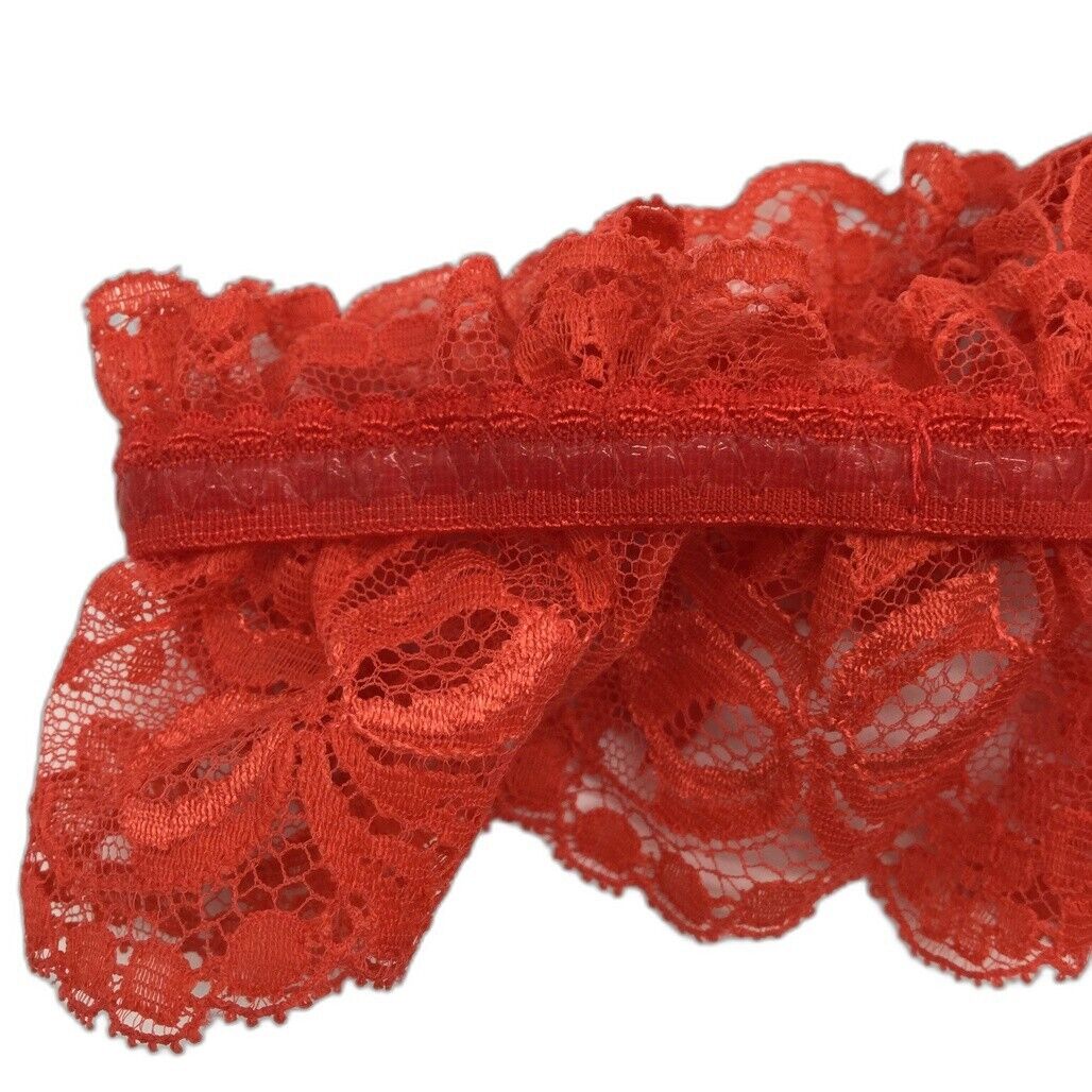 NEW La Perla Italy Red Floral Lace Thigh Garter Stretchy Ribbon Ladies Size I2