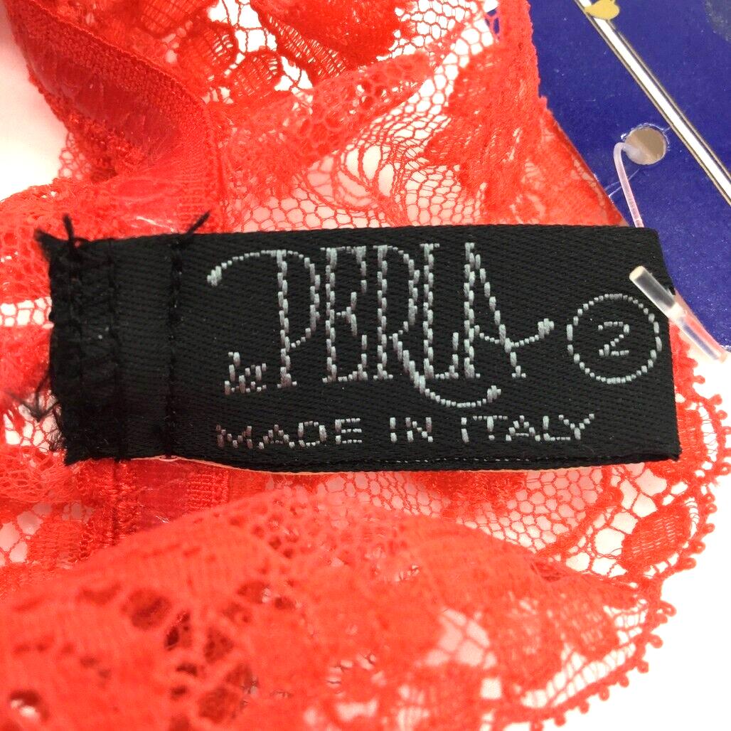 NEW La Perla Italy Red Floral Lace Thigh Garter Stretchy Ribbon Ladies Size I2