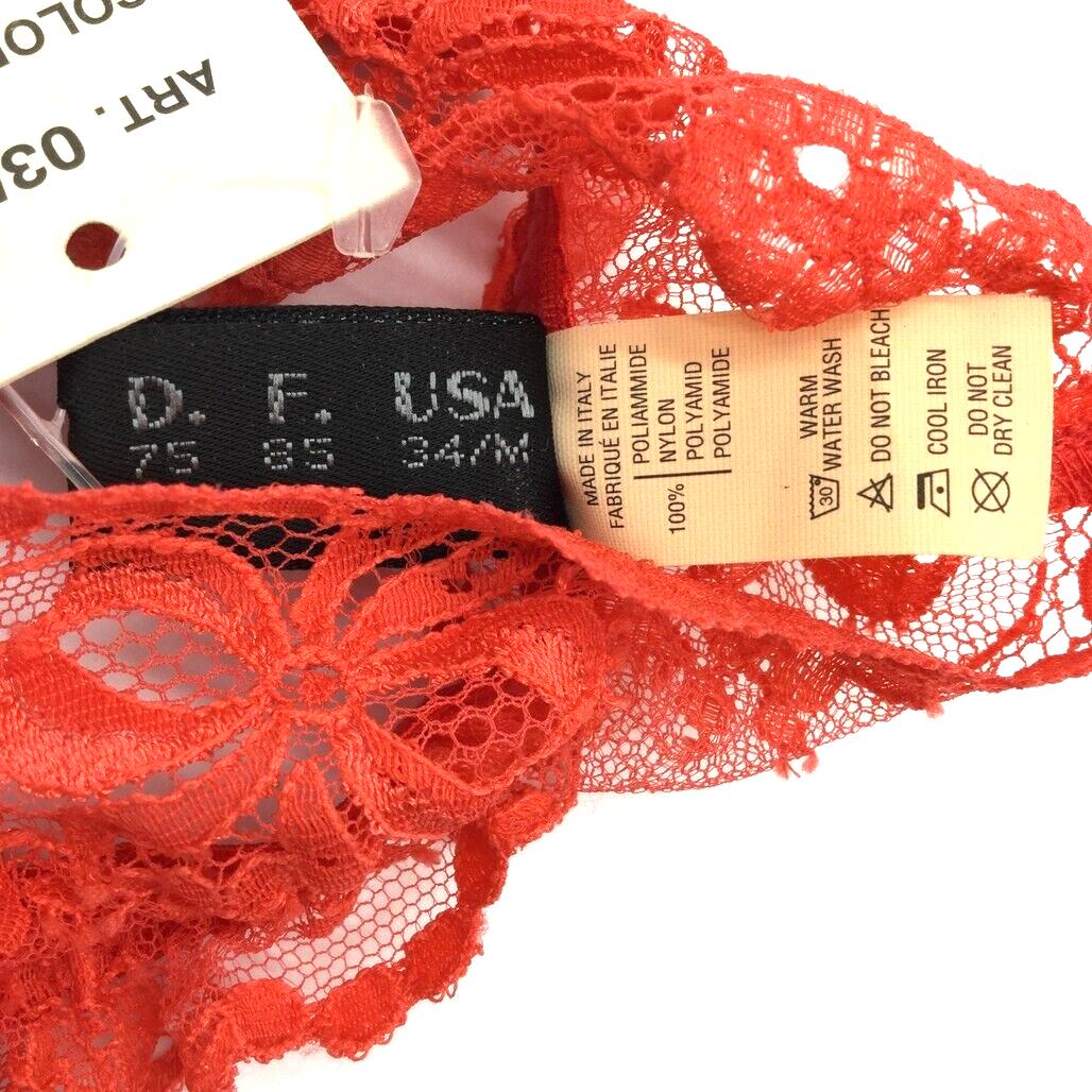 NEW La Perla Italy Red Floral Lace Thigh Garter Stretchy Ribbon Ladies Size I2