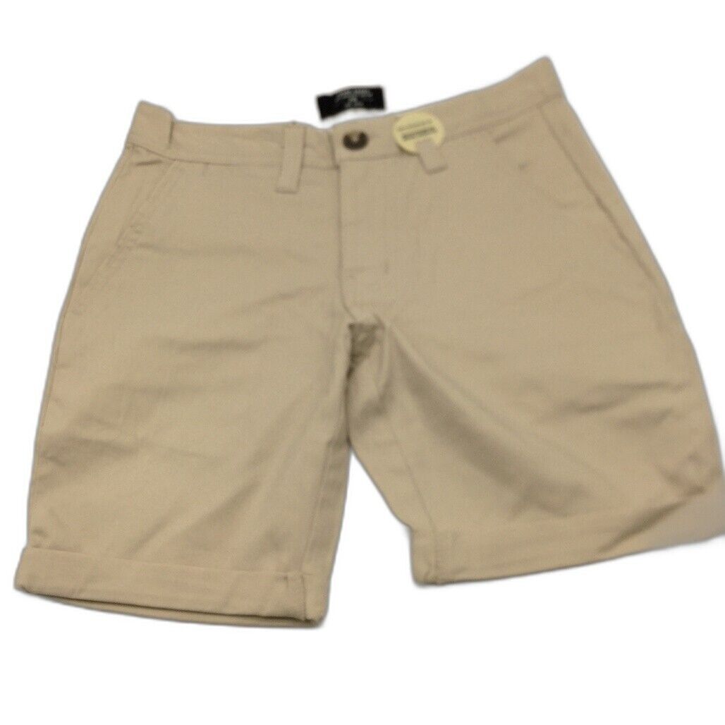 NEW Jay Jays Chino Cotton Blend Fold Up Cuff Stretch Shorts Beige Mens Size 26