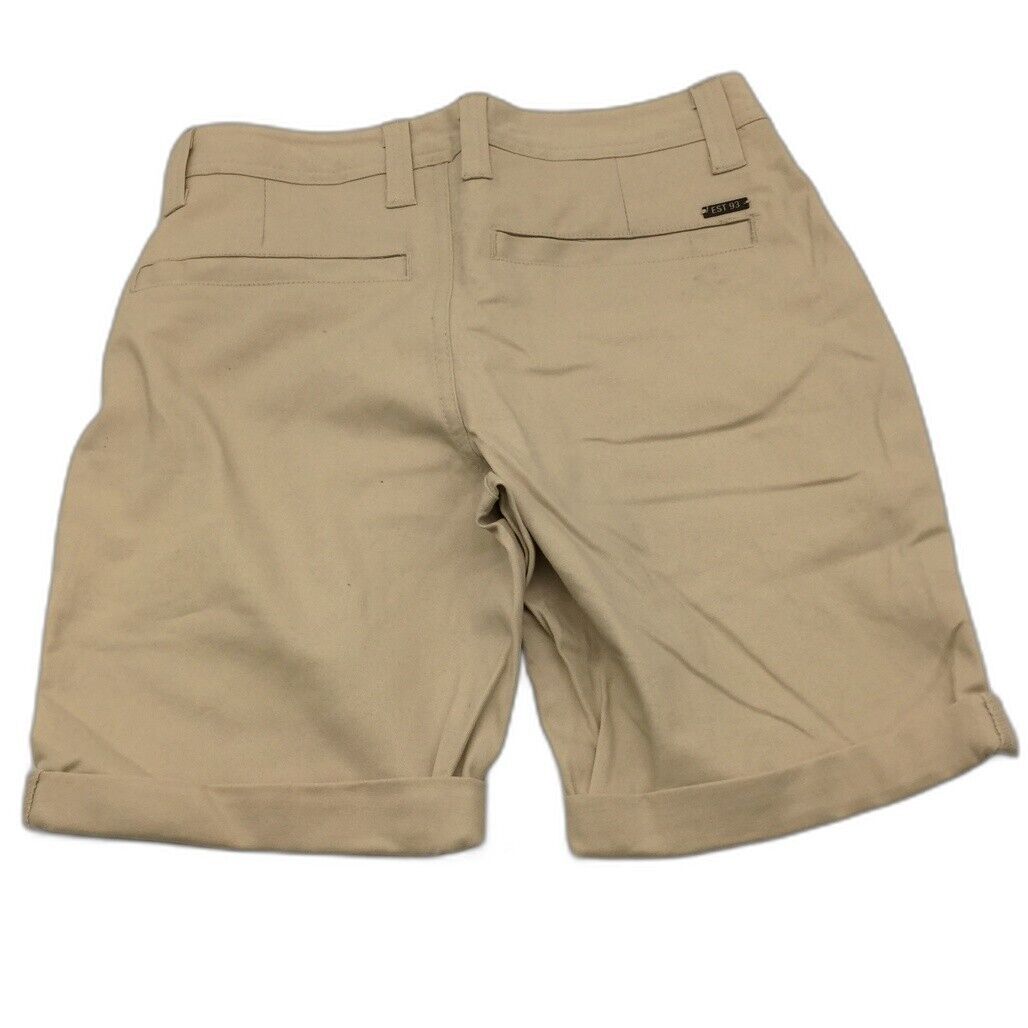 NEW Jay Jays Chino Cotton Blend Fold Up Cuff Stretch Shorts Beige Mens Size 26