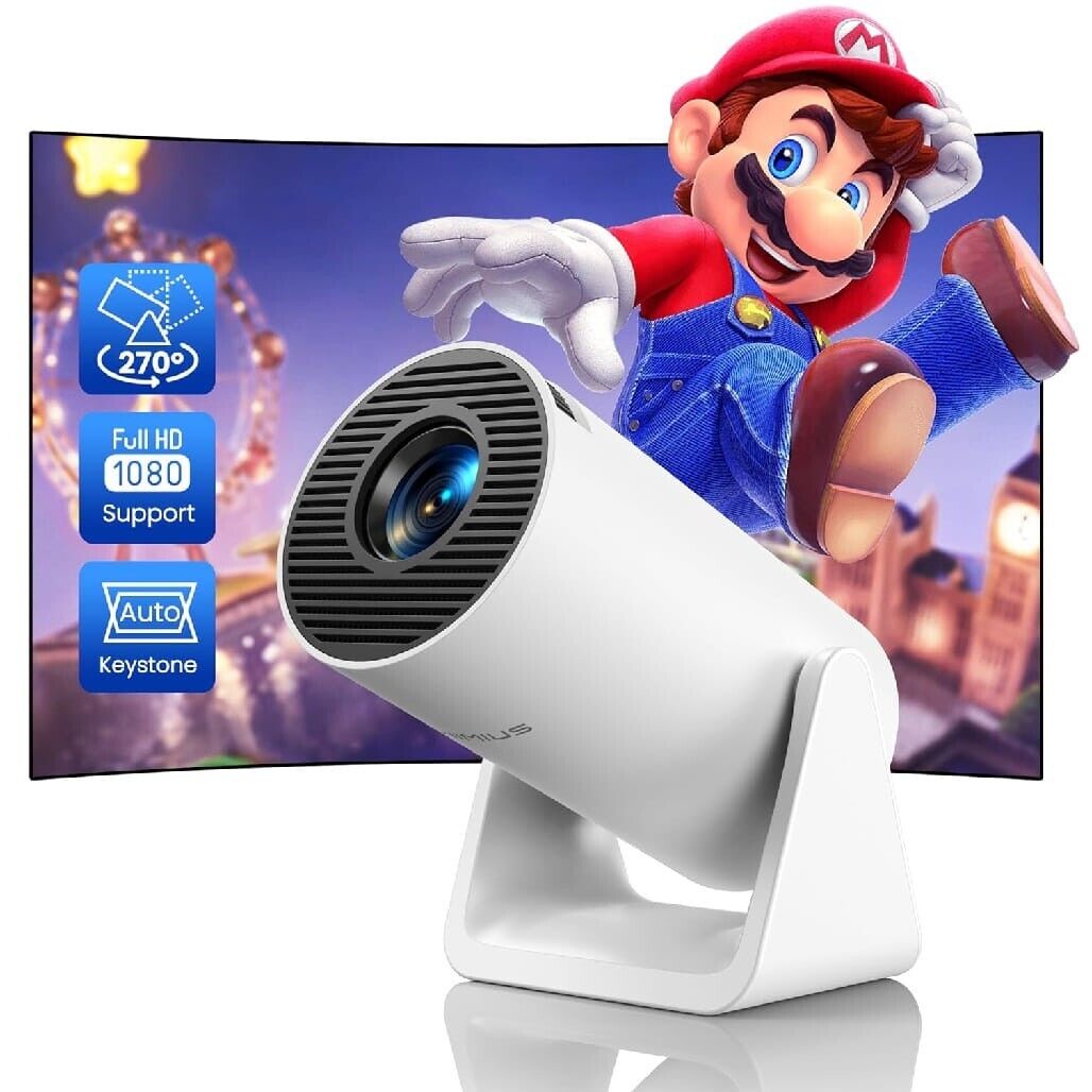 Wimius S27 1080p White Portable Mini Video Projector w/ WiFi & Bluetooth DEMO