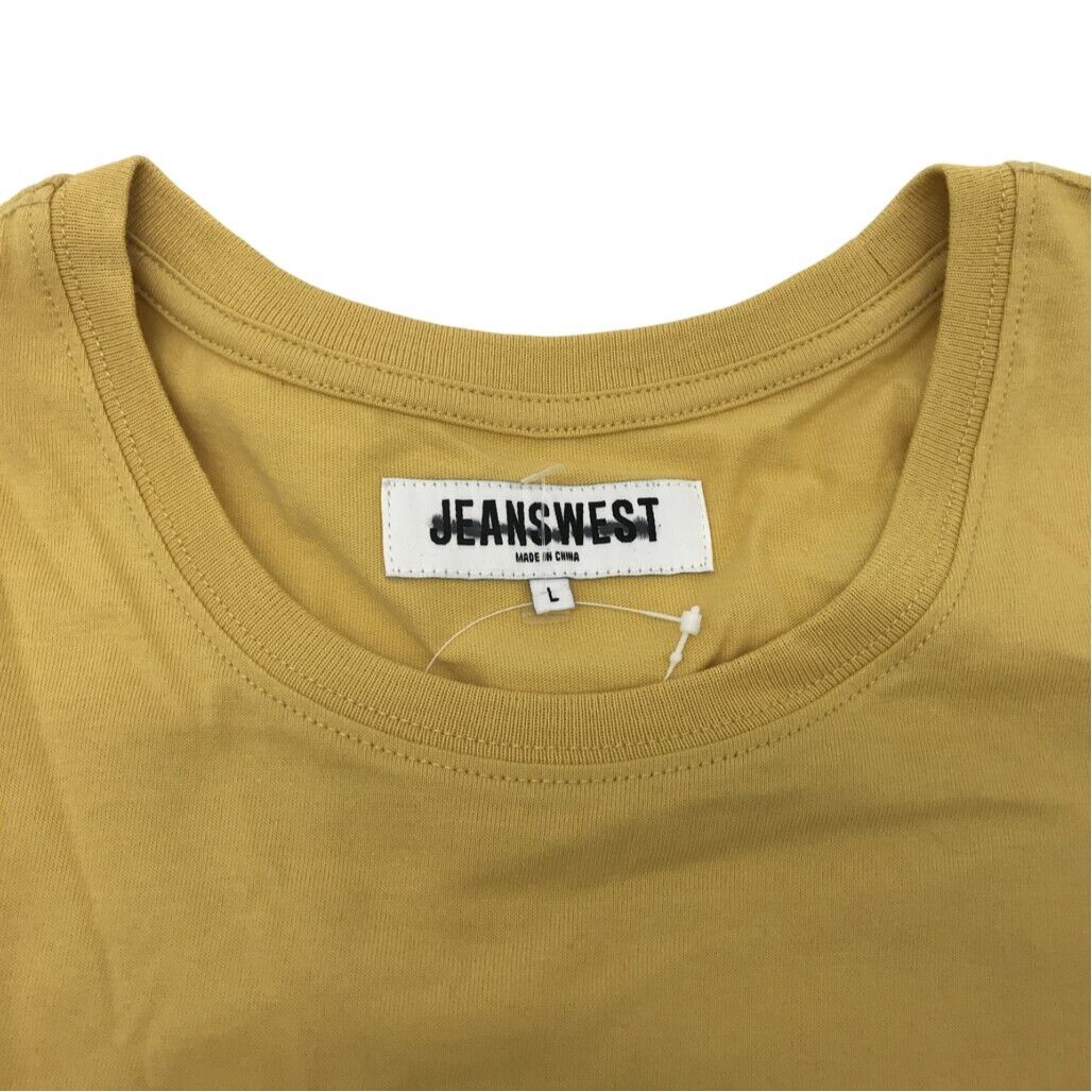 JEANSWEST S/Sleeve Brent Graphic Print Yellow Cotton T-shirt Mens Size Large NEW