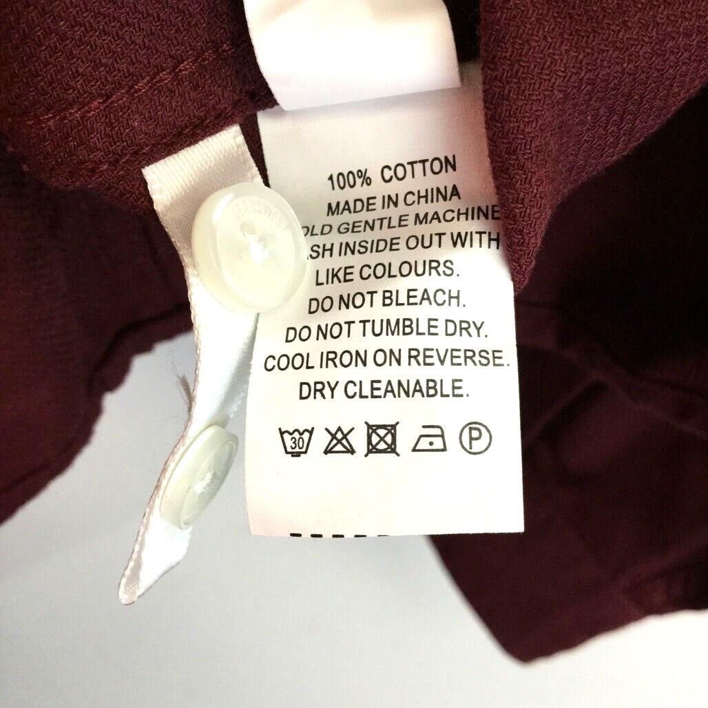 Jeanswest Dark Red Plain Long Sleeve Collared Shirt Button Up Mens Size L NEW
