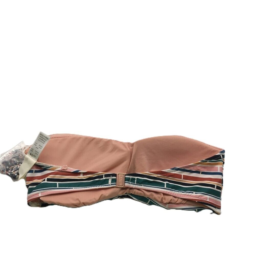 Milea Multi-coloured Striped Bandeau Swim Summer Ladies Top Size 14 NEW