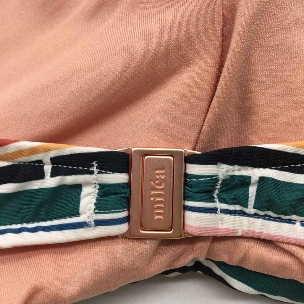 Milea Multi-coloured Striped Bandeau Swim Summer Ladies Top Size 14 NEW