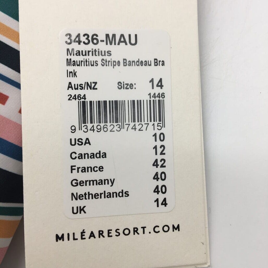 Milea Multi-coloured Striped Bandeau Swim Summer Ladies Top Size 14 NEW