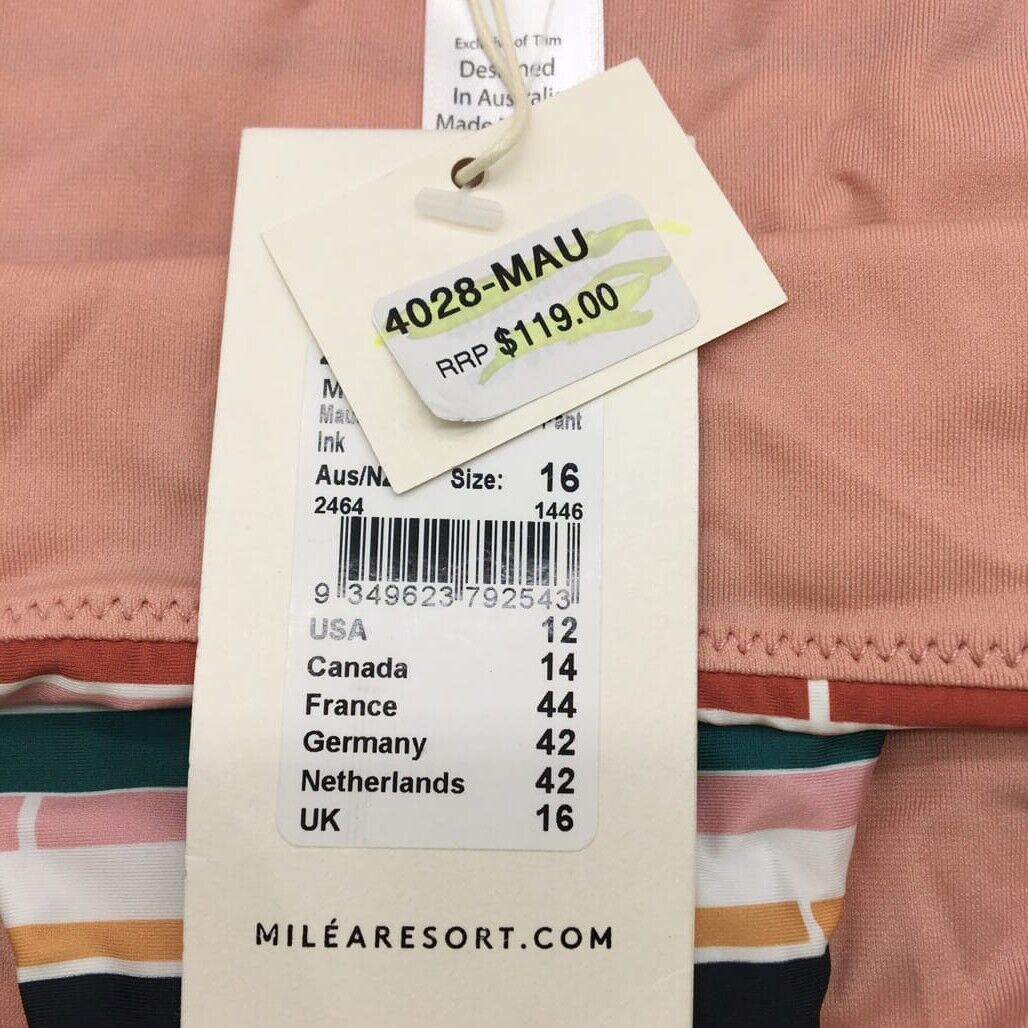 Milea Striped Colourful Brown Swim Summer Ladies Bikini Bottom Size 16 NEW