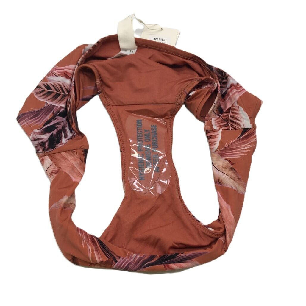 Milea Multicoloured Brown Flower Swim Summer Ladies Bikini Bottom Size 14 NEW