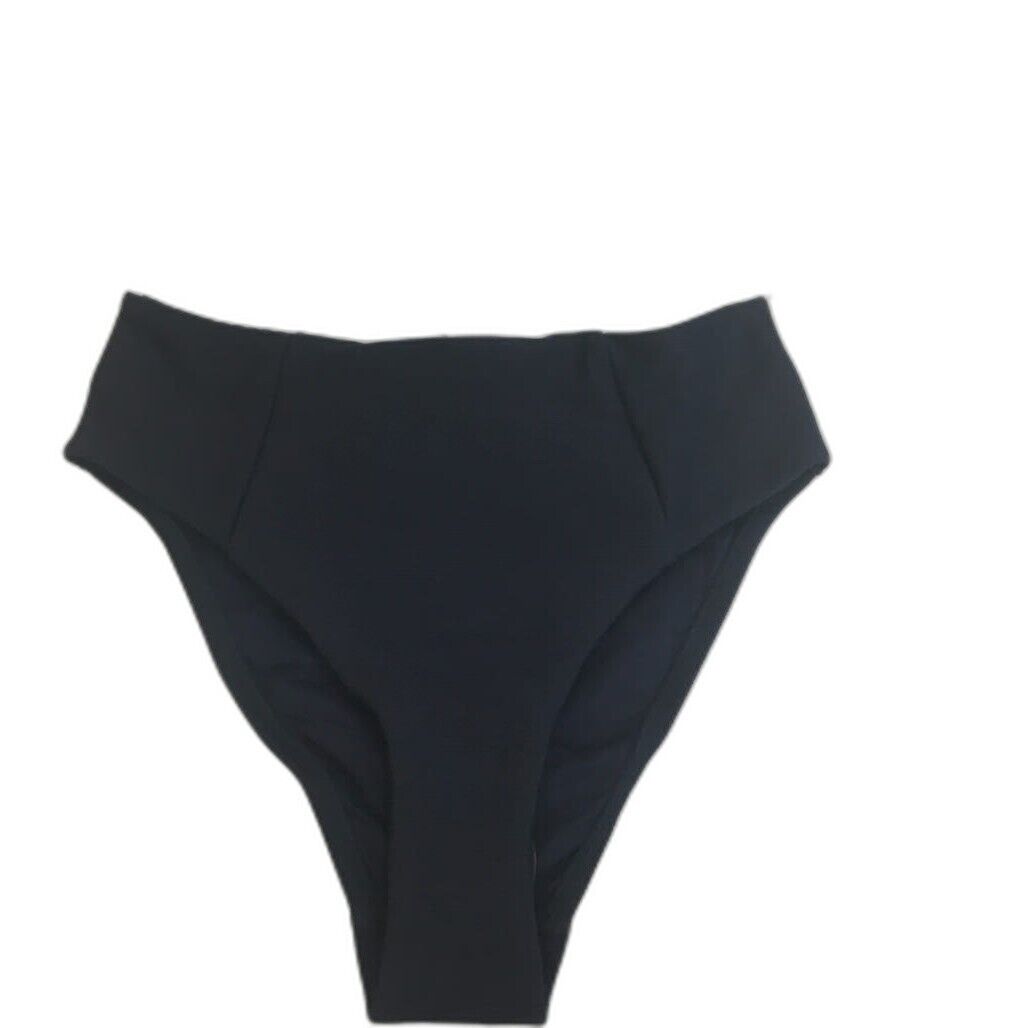 Milea Black Ribbed Swim Summer Beach Ladies Bikini Bottom Pants Size 8 NEW