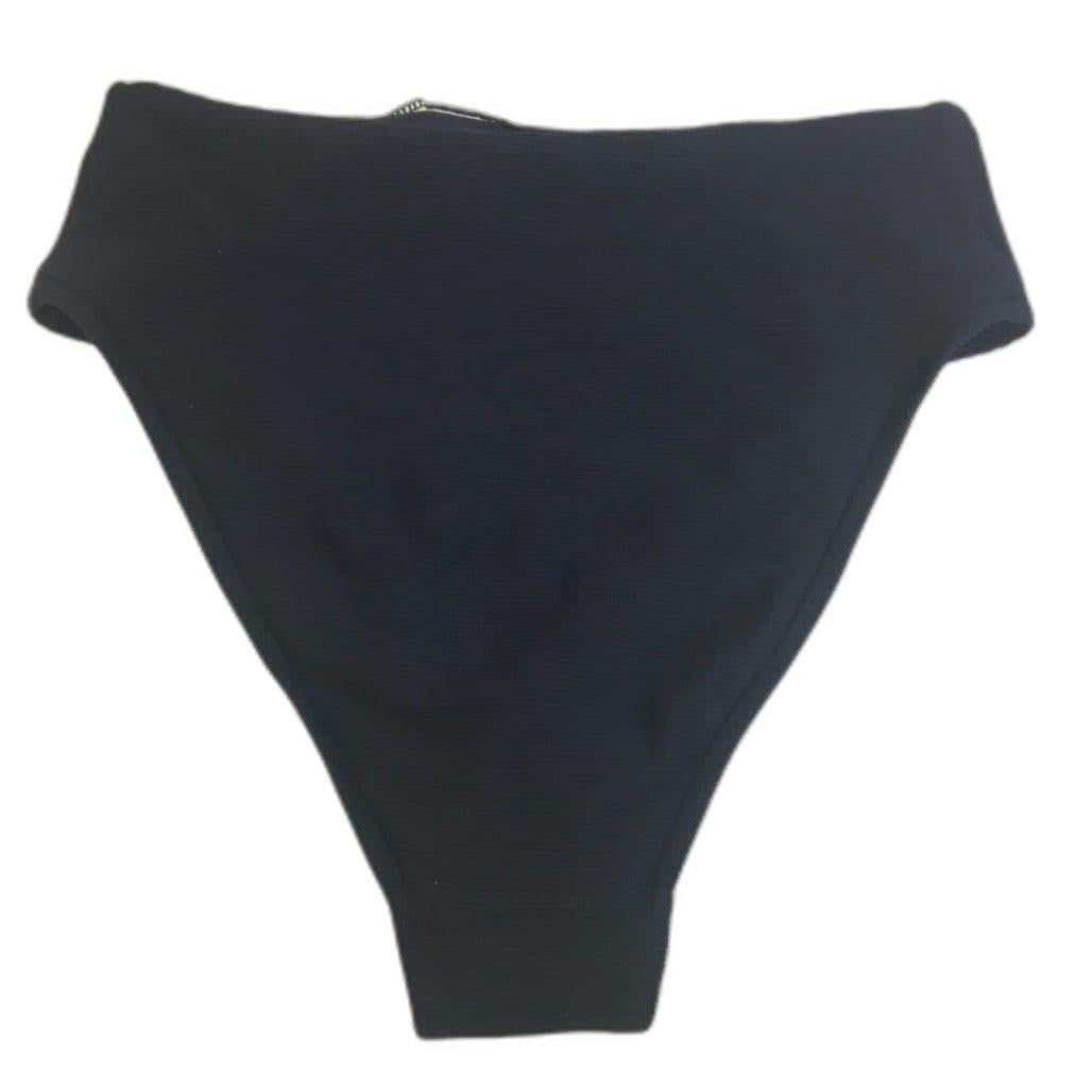 Milea Black Ribbed Swim Summer Beach Ladies Bikini Bottom Pants Size 8 NEW
