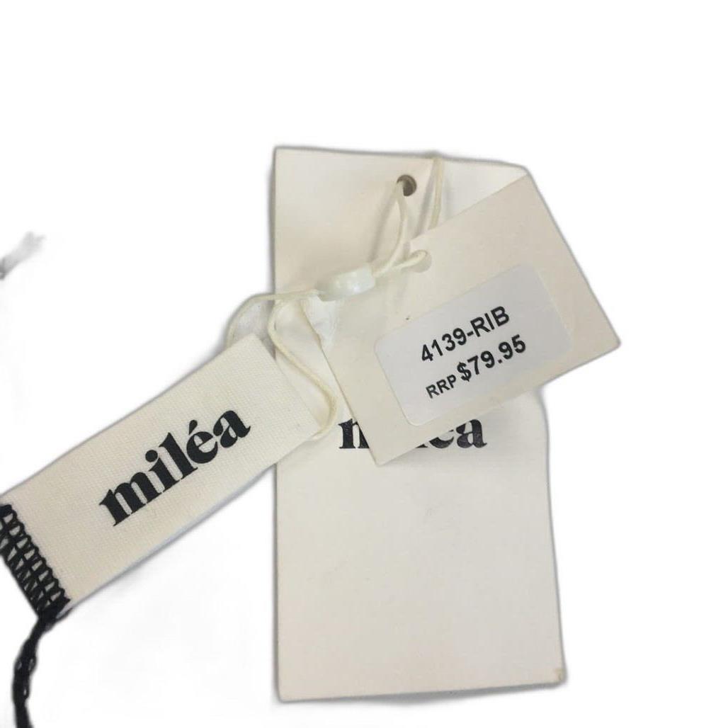 Milea Black Ribbed Swim Summer Beach Ladies Bikini Bottom Pants Size 8 NEW