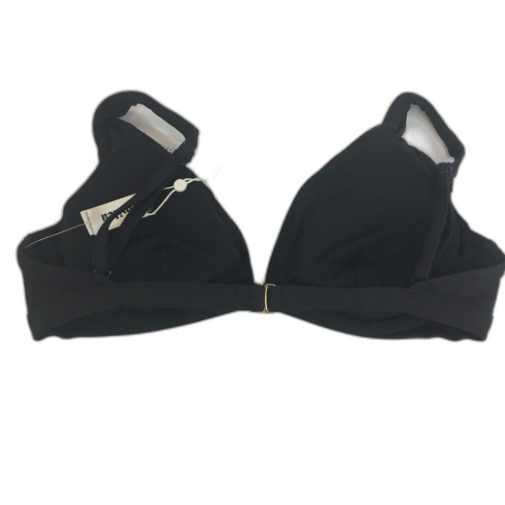 Milea Black Ribbed Swim Summer Beach Ladies Cup D Bikini Top Size 12 NEW