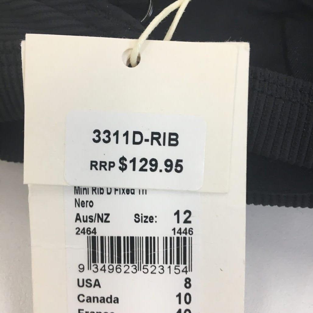 Milea Black Ribbed Swim Summer Beach Ladies Cup D Bikini Top Size 12 NEW