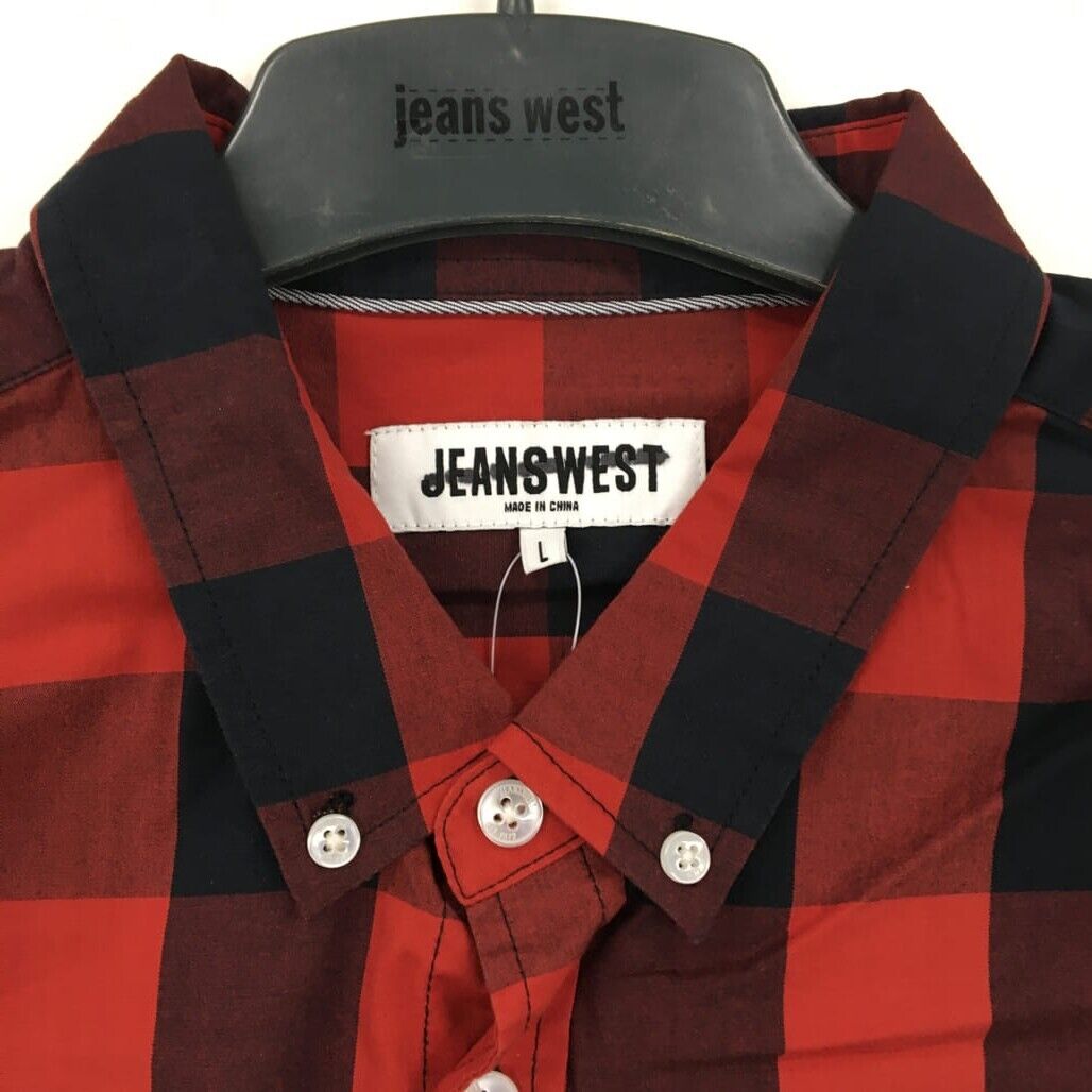 Sample Jeanswest Men Red Cotton Checkered Shirt with One Pocket Size L NEW