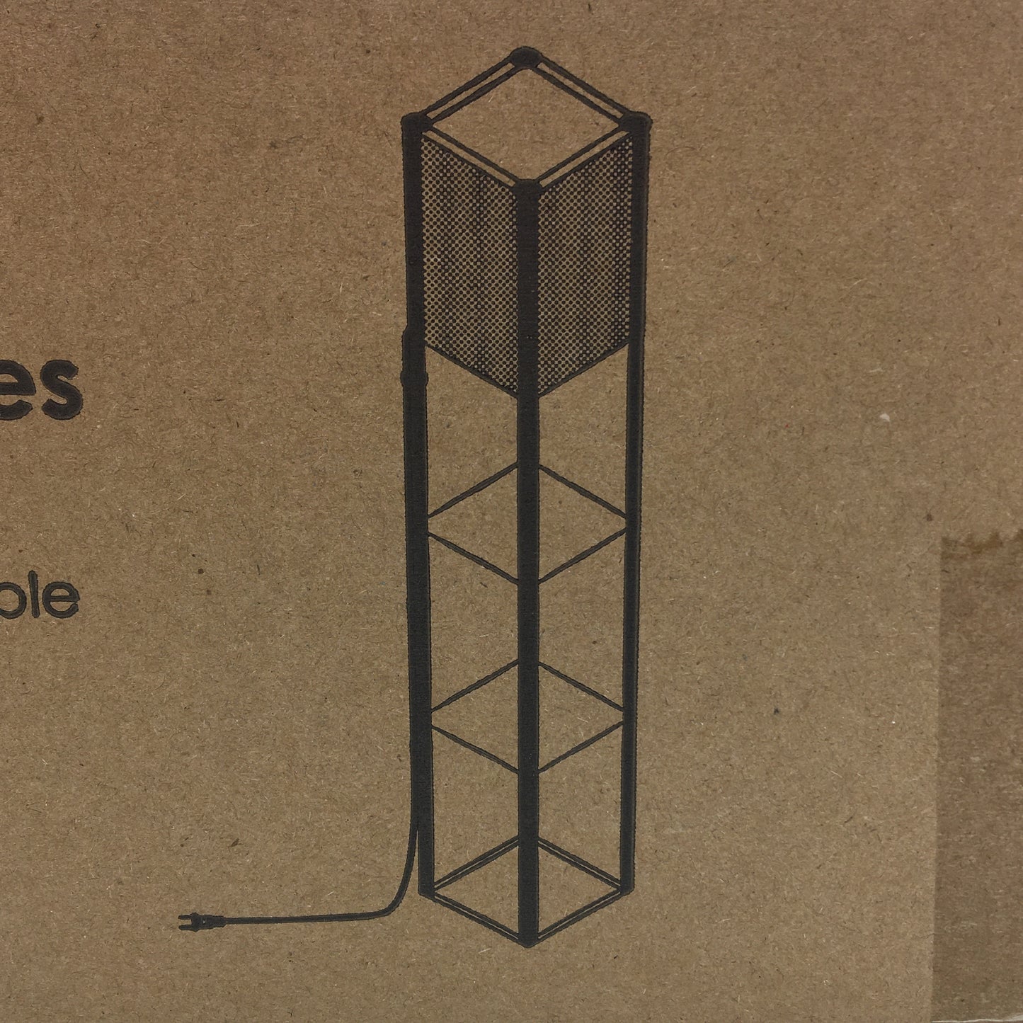 Corner Display Modern Floor Lamp With Wood Finish Shelves E27 LED Bulb Included