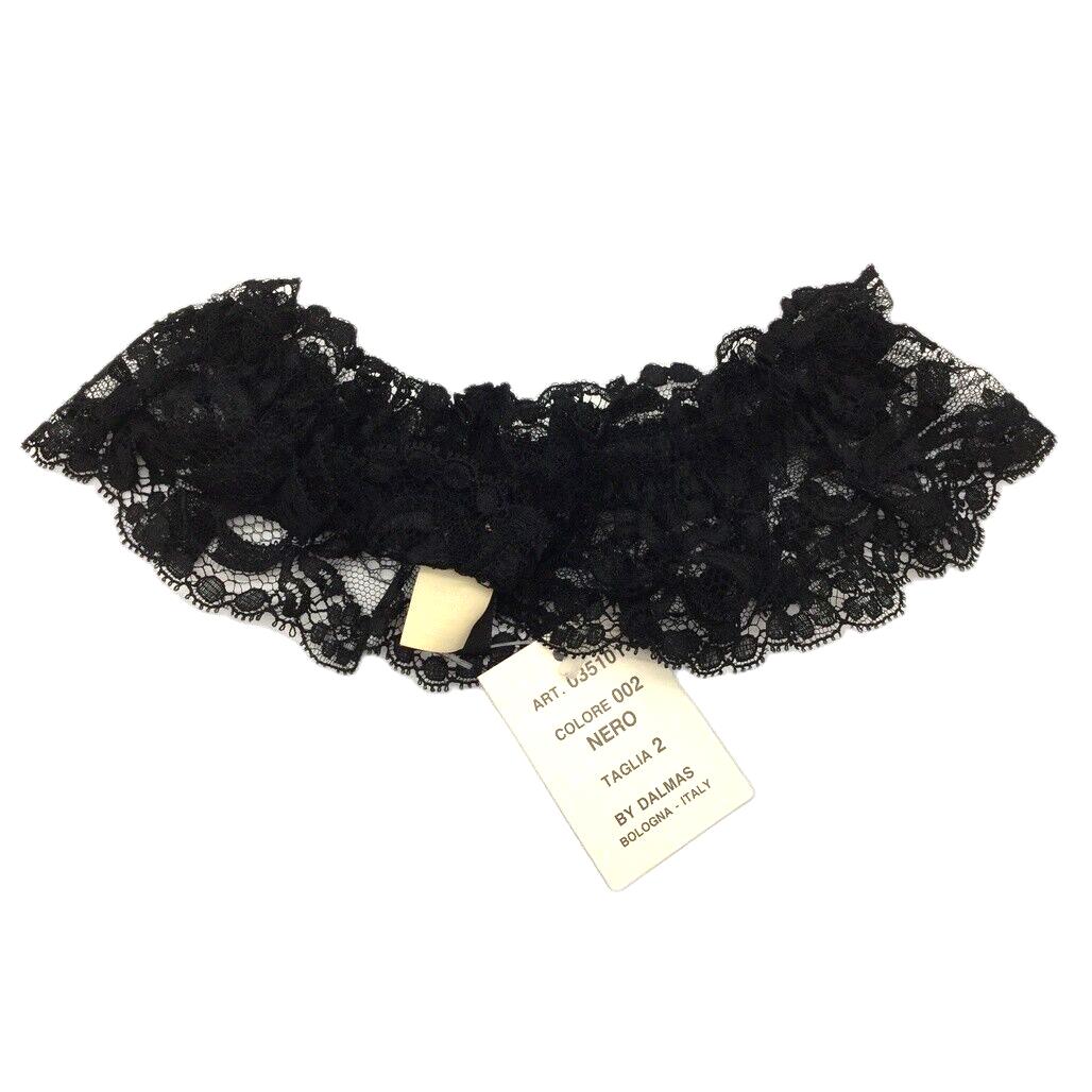 NEW La Perla Italy Black Lace Floral Thigh Garter Stretchy Ribbon Ladies Size I2