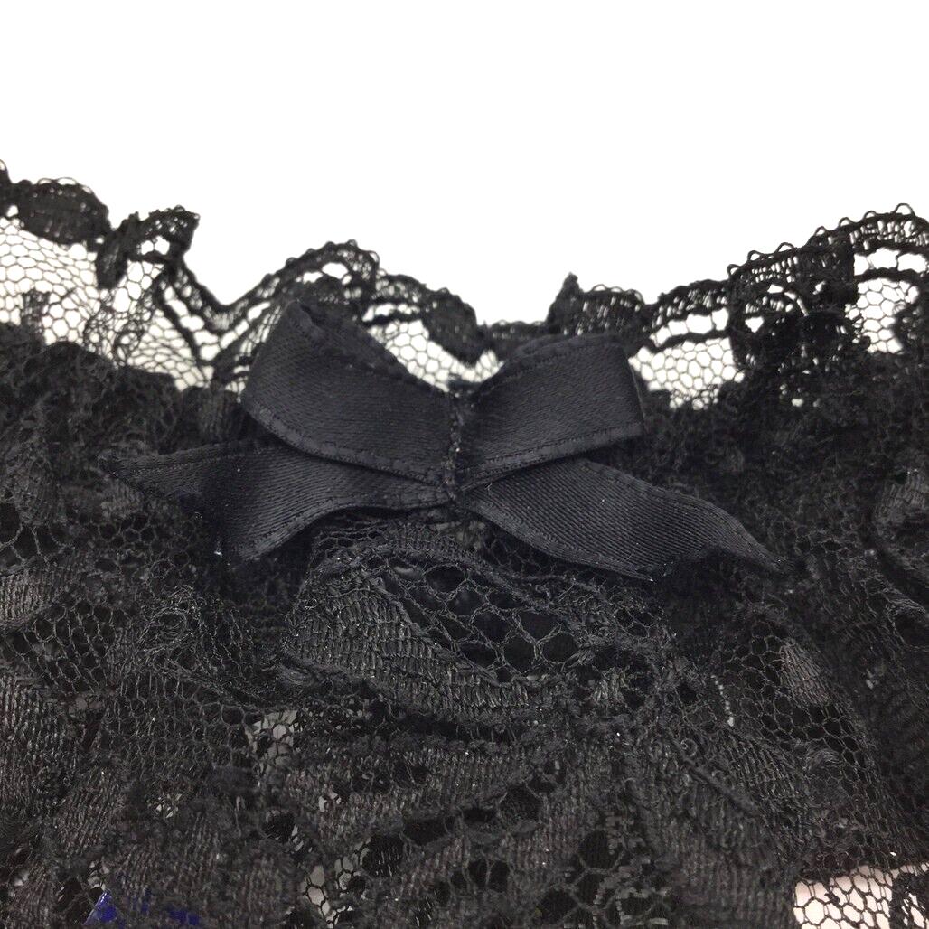 NEW La Perla Italy Black Lace Floral Thigh Garter Stretchy Ribbon Ladies Size I2