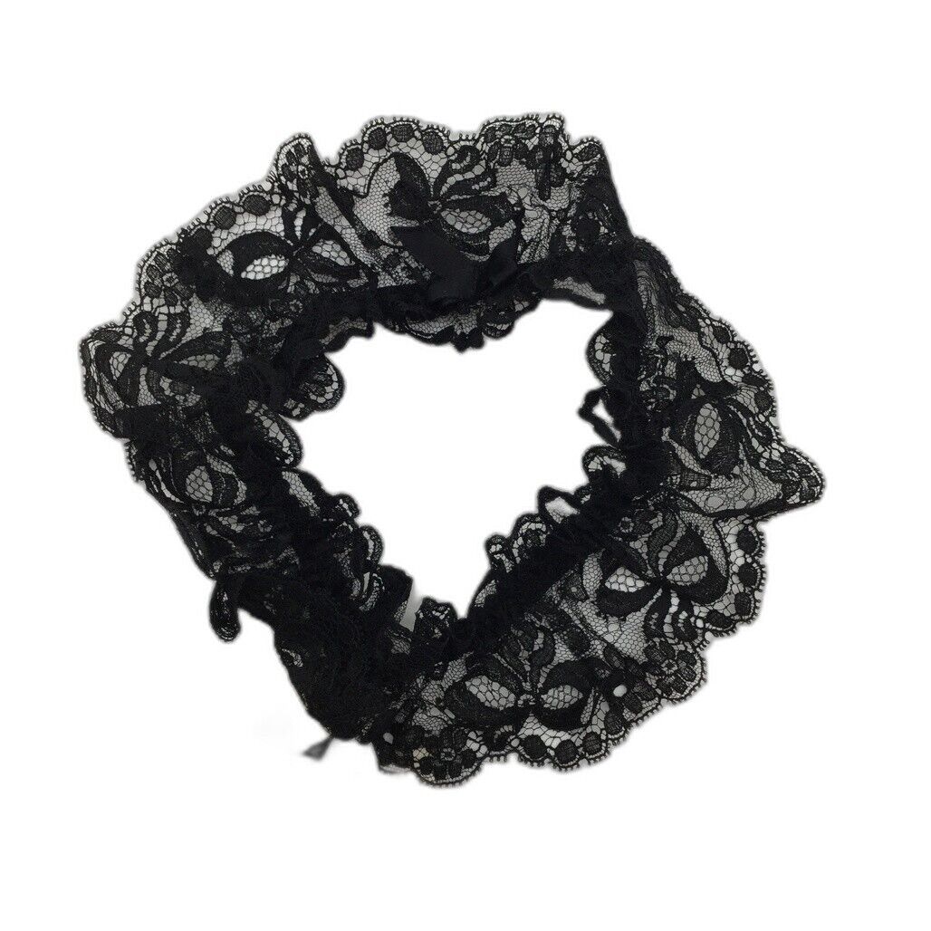 NEW La Perla Italy Black Lace Floral Thigh Garter Stretchy Ribbon Ladies Size I2