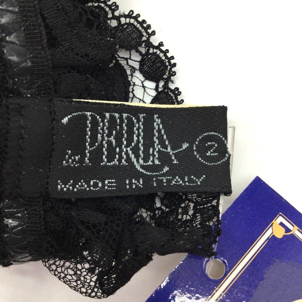 NEW La Perla Italy Black Lace Floral Thigh Garter Stretchy Ribbon Ladies Size I2