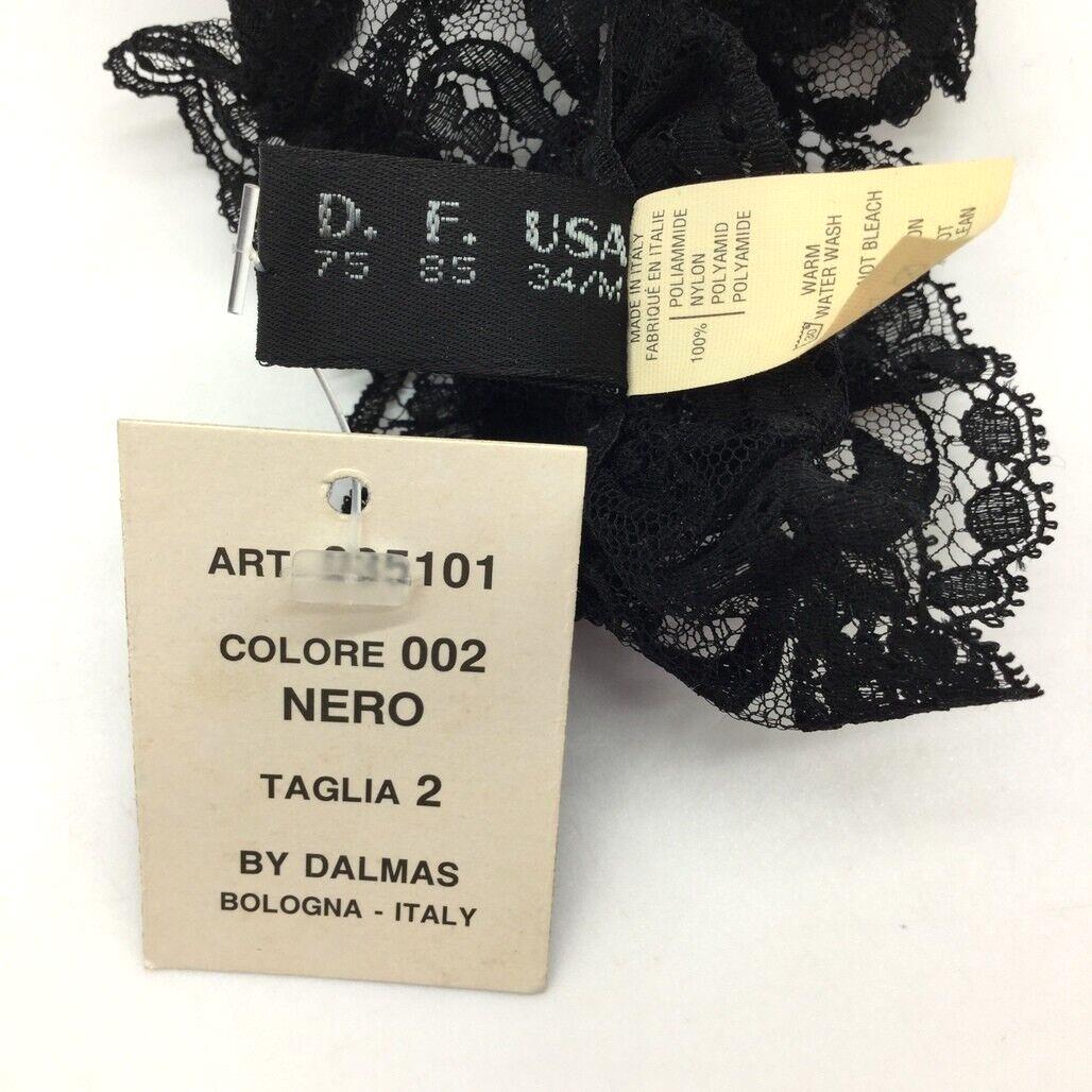 NEW La Perla Italy Black Lace Floral Thigh Garter Stretchy Ribbon Ladies Size I2