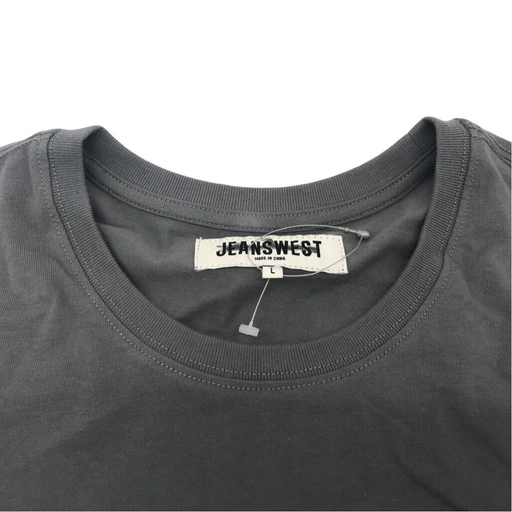 JEANSWEST S/Sleeve Warren Graphic Print Grey Cotton T-Shirt Mens Size Large NEW