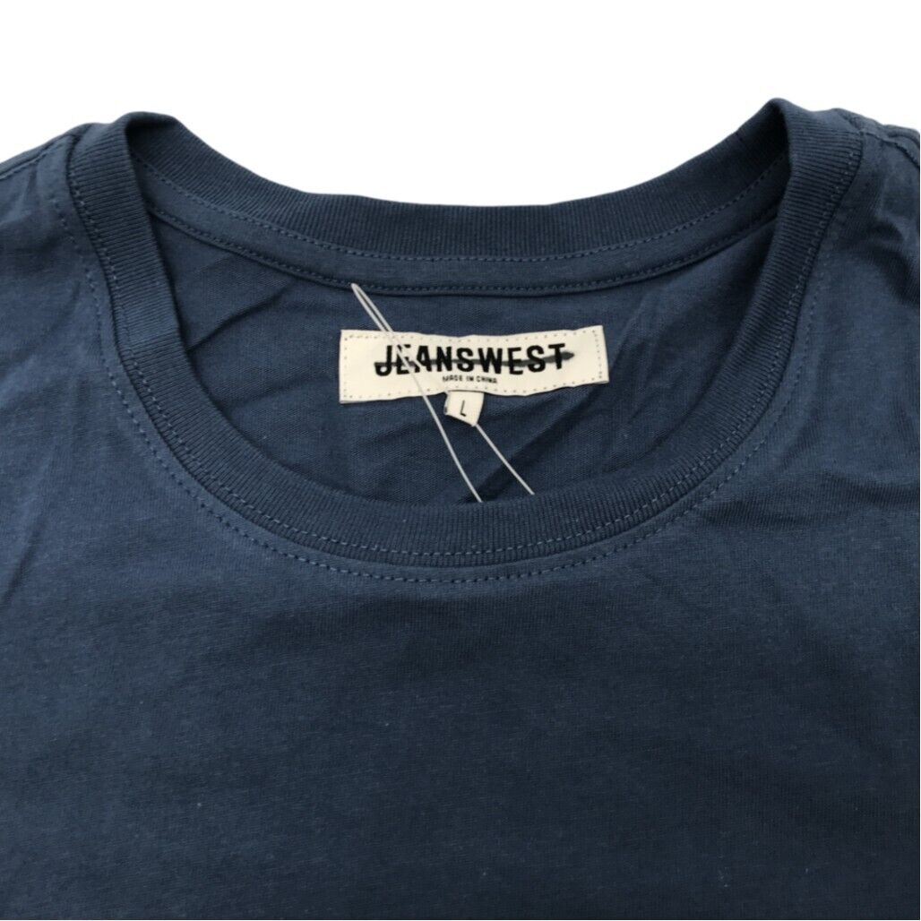 JEANSWEST S/Sleeve Leo Graphic Print Blue Cotton T-shirt Mens Size Large NEW