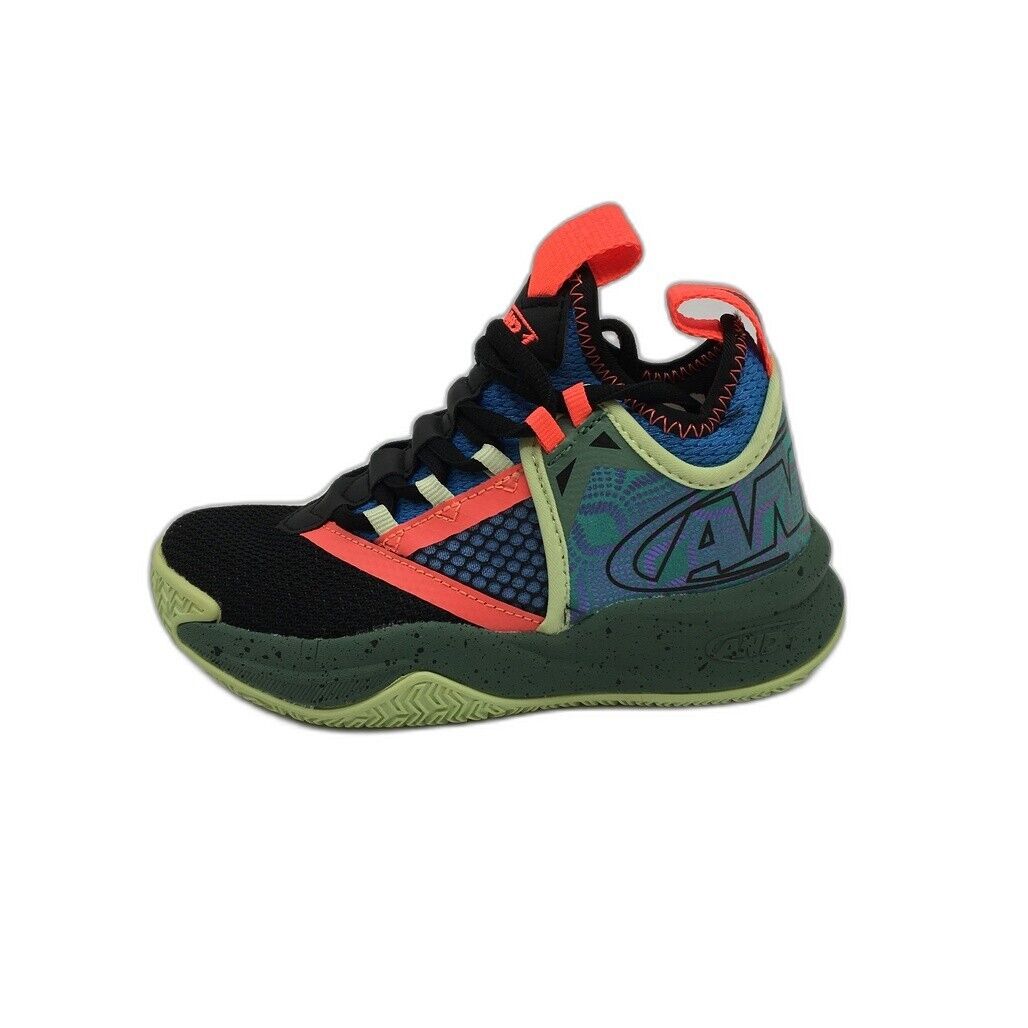 AND1 Charge Green, Blue Black Basketball Sneaker Shoes Kids