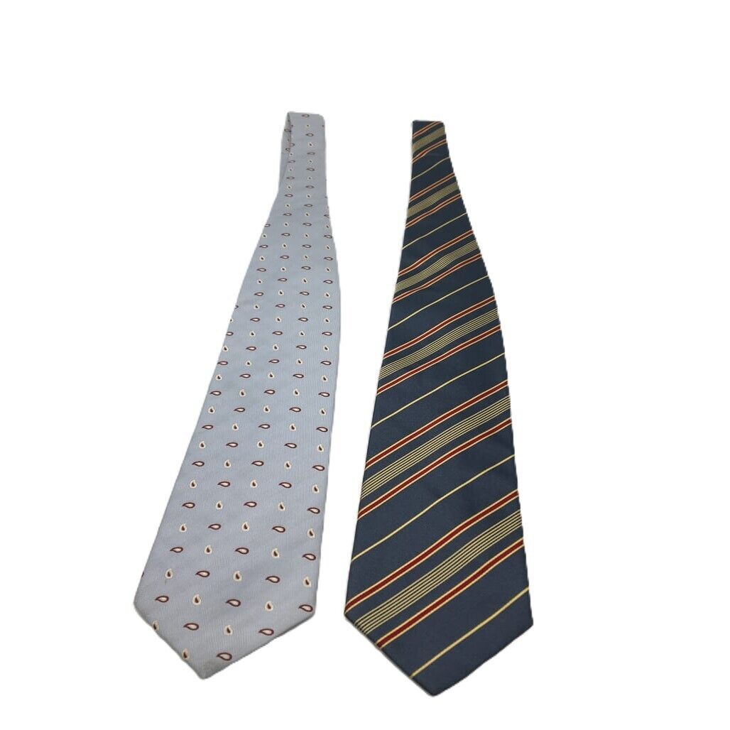 Set of 2 Multicoloured Hand Made in Italy 100 % Silk Standard Men Ties New