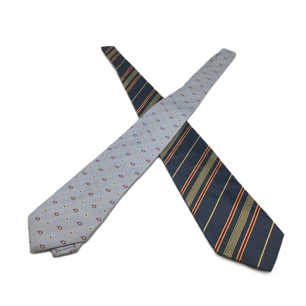 Set of 2 Multicoloured Hand Made in Italy 100 % Silk Standard Men Ties New