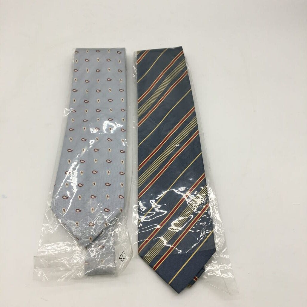 Set of 2 Multicoloured Hand Made in Italy 100 % Silk Standard Men Ties New