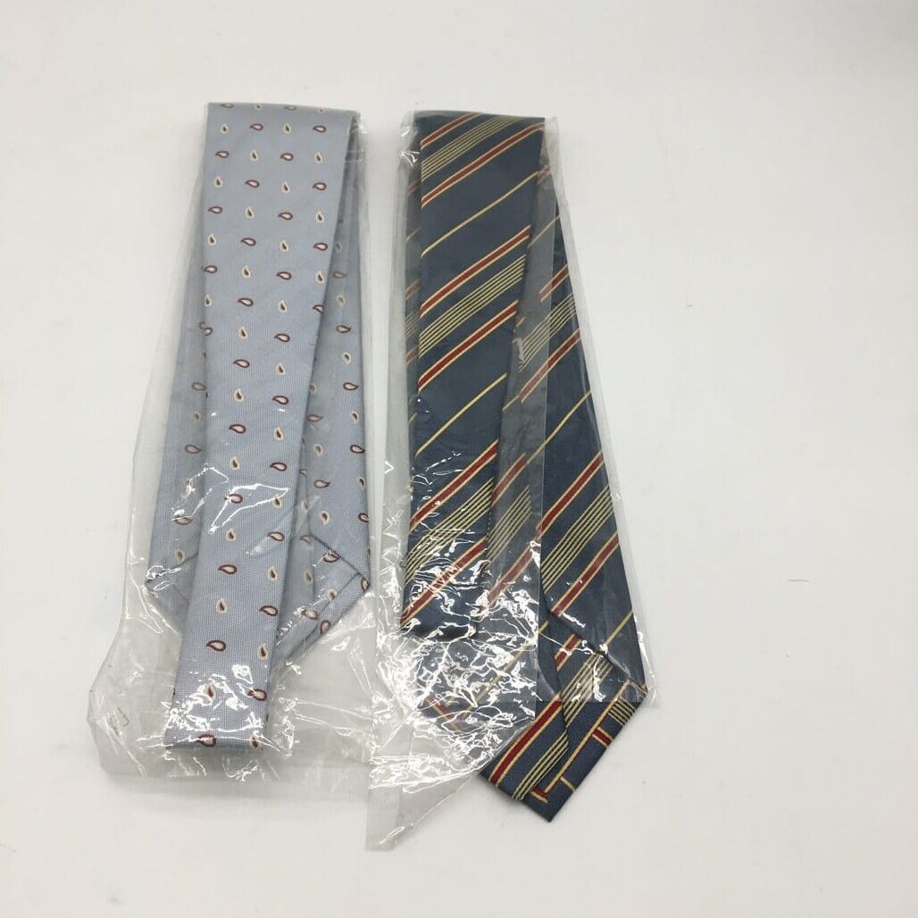 Set of 2 Multicoloured Hand Made in Italy 100 % Silk Standard Men Ties New