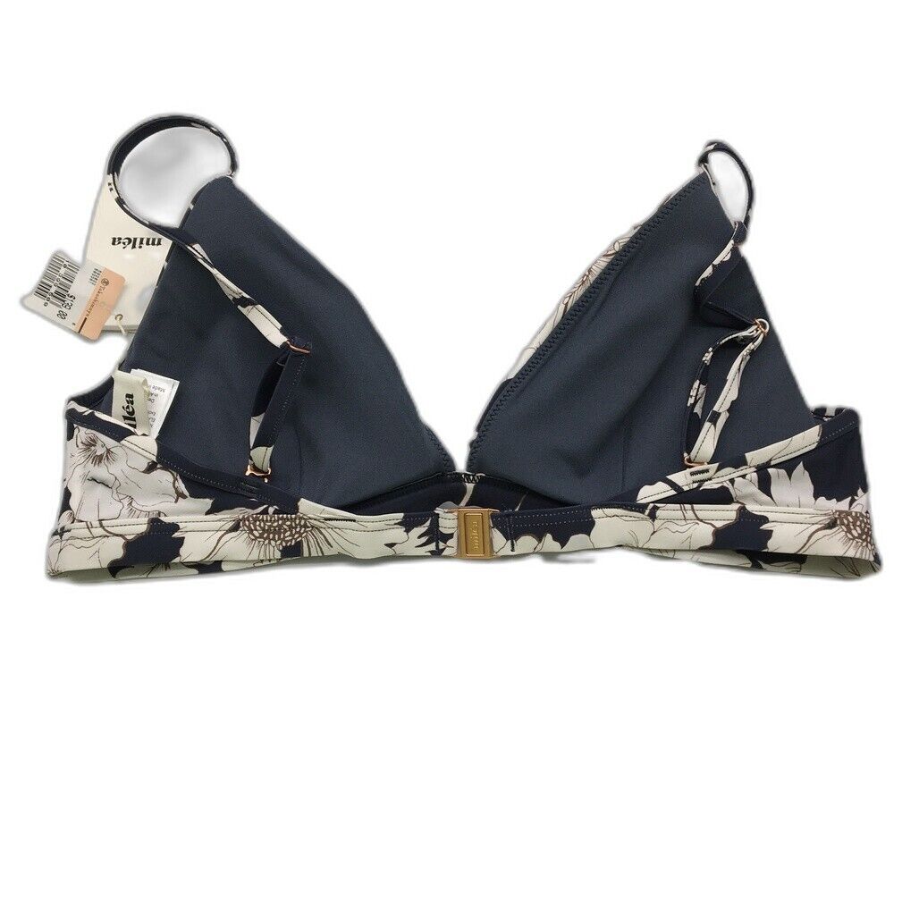 Milea Floral Daisy Print Black Soft Women Bikini Swim Top AU Size 14 NEW