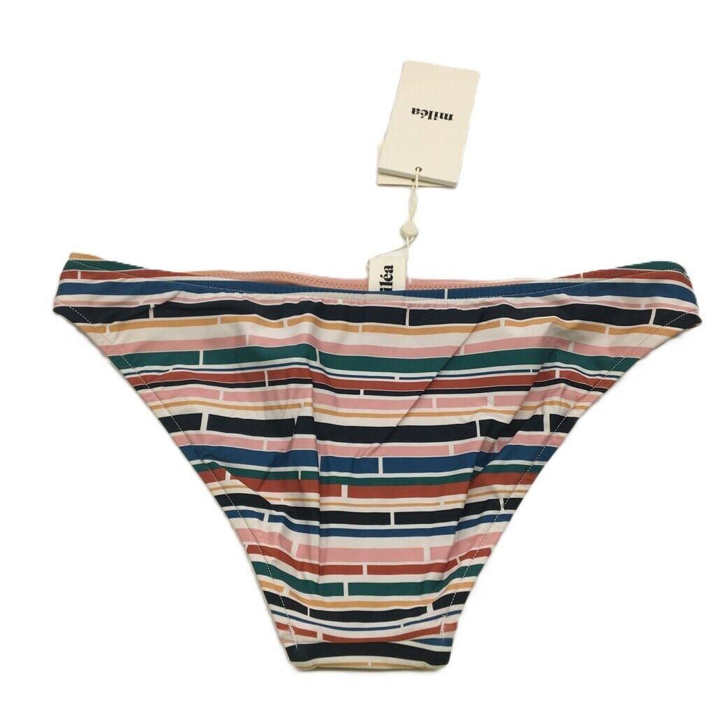 Milea Colourful Striped Brown Swim Summer Ladies Bikini Bottom Size 10 NEW