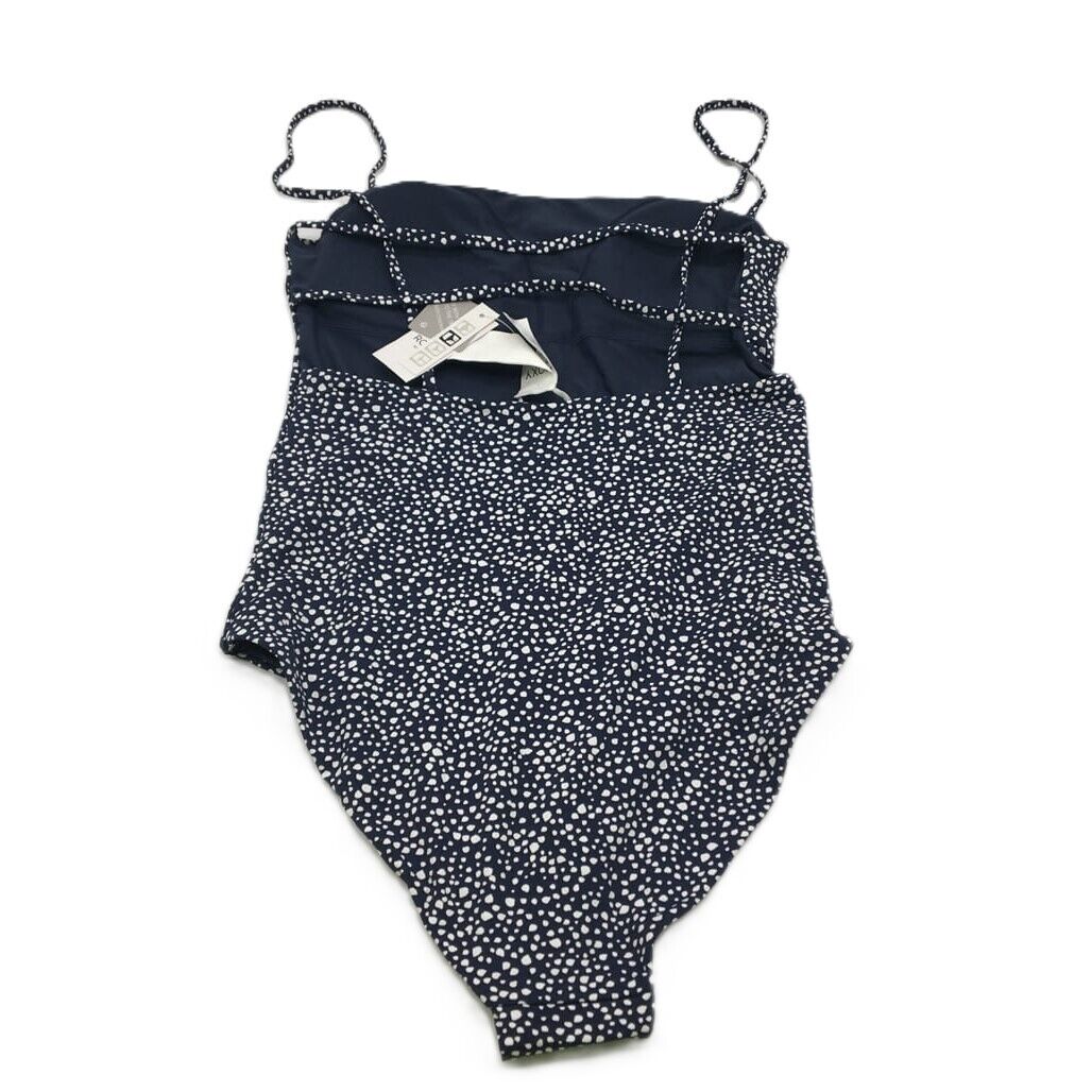 ROXY Polka Dot Navy Blue Open Back One-Piece Woman Swimwear Size XS NEW
