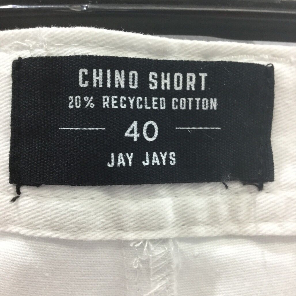 JayJays White Slim Chino Short Zip-Up Buttoned Stretch Shorts Mens Size 40 NEW