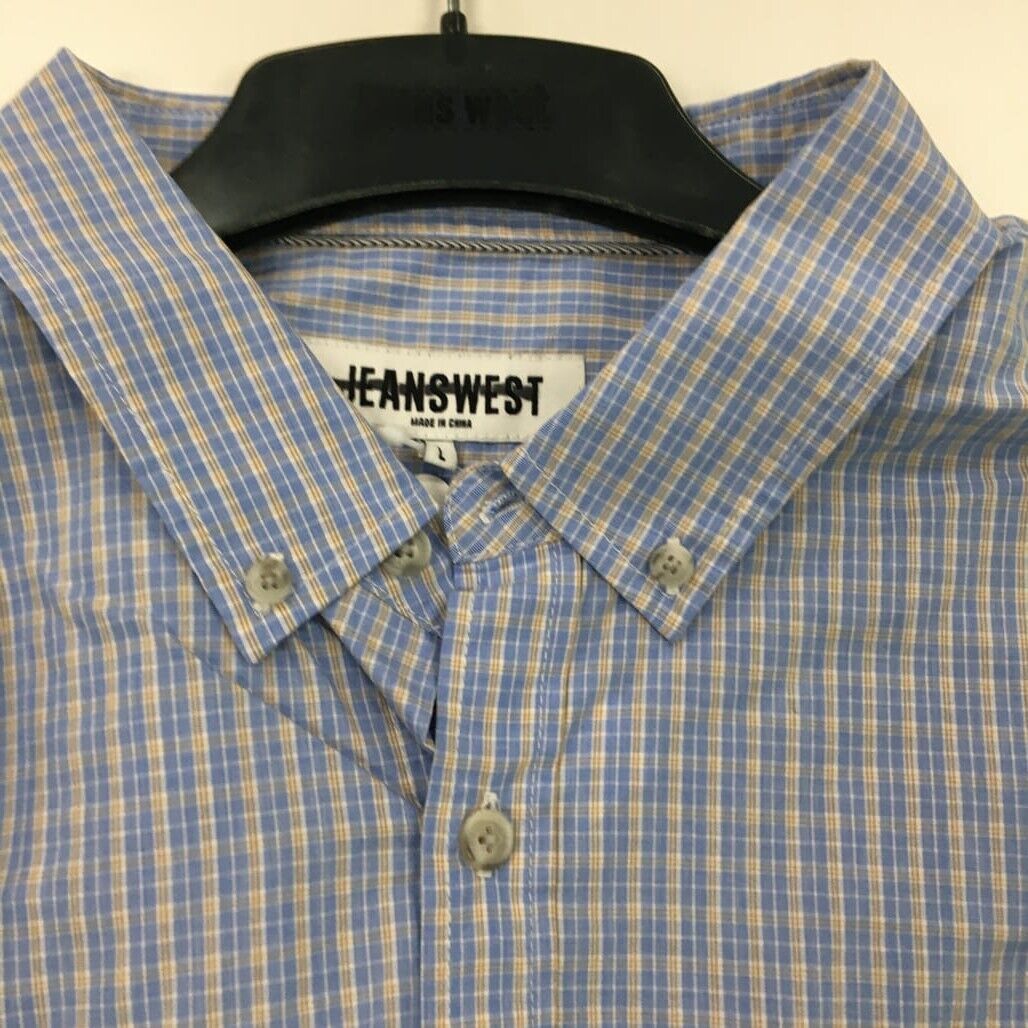 Sample Jeanswest Men Sky Casual Blue Every Day Checkered Shirt Size L NEW