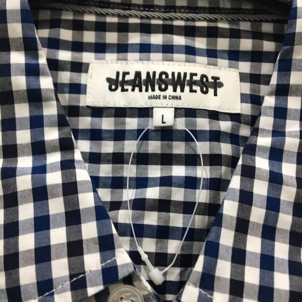 Sample Jeanswest Men Navy Blue Checkered Shirt with Two Pocket Size L NEW
