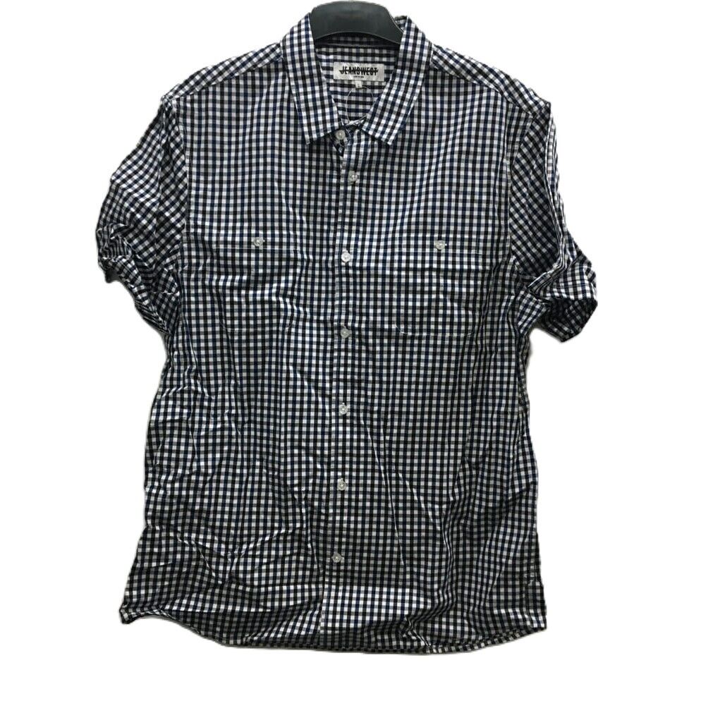 Sample Jeanswest Short Sleeve Men Navy Blue Checkered Shirt Size L NEW