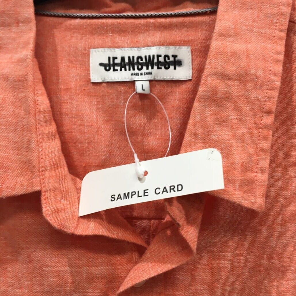 Sample Jeanswest Men Salmon Linen Long Sleeve Shirt with One Pocket Size L NEW