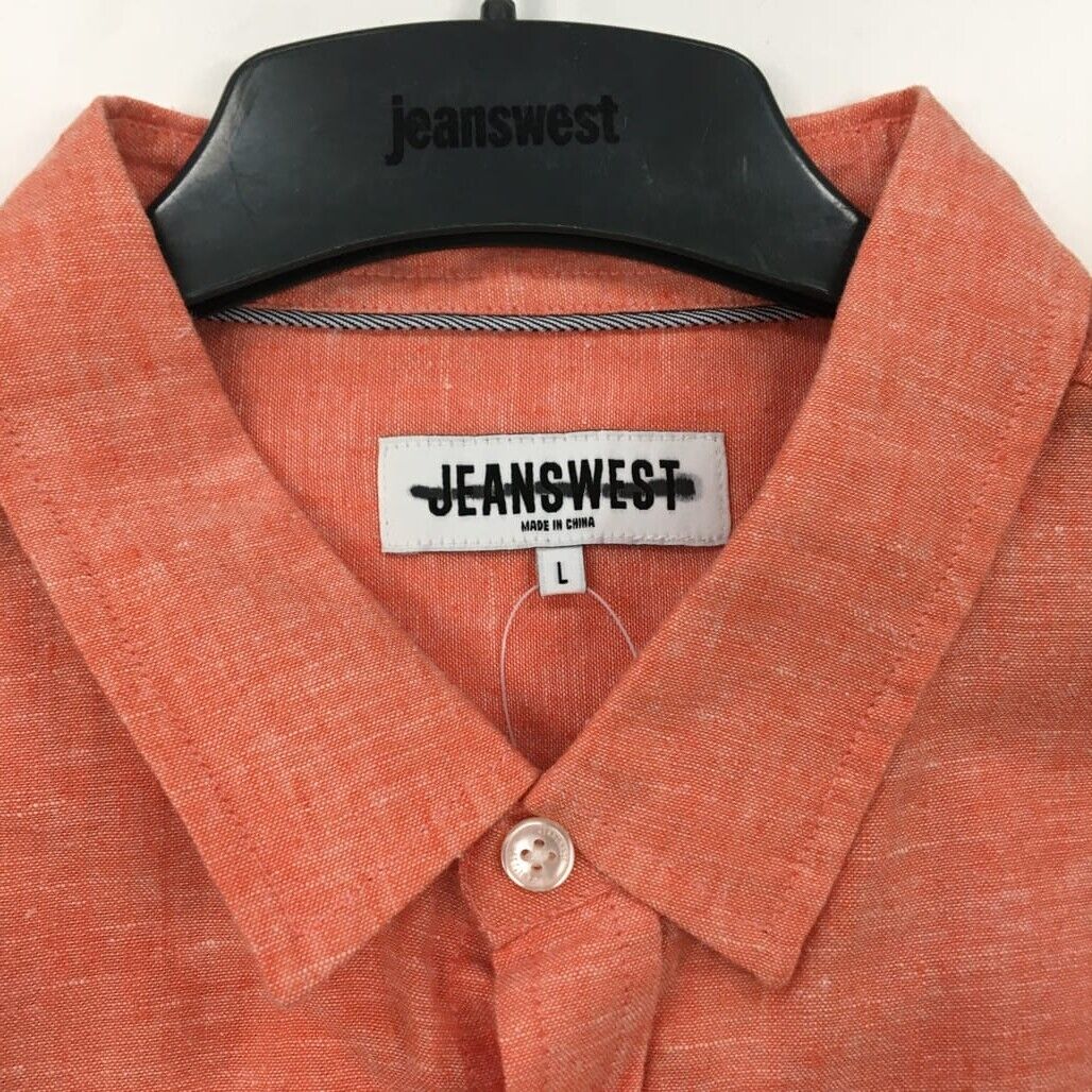 Sample Jeanswest Men Salmon Linen Long Sleeve Shirt with One Pocket Size L NEW