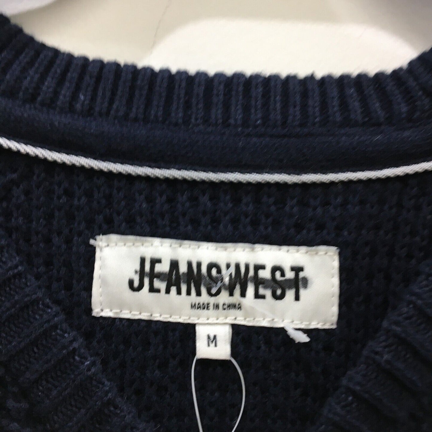 Jeanswest Navy Blue Knitted Striped Casual Comfortable Men Jumper Size L New