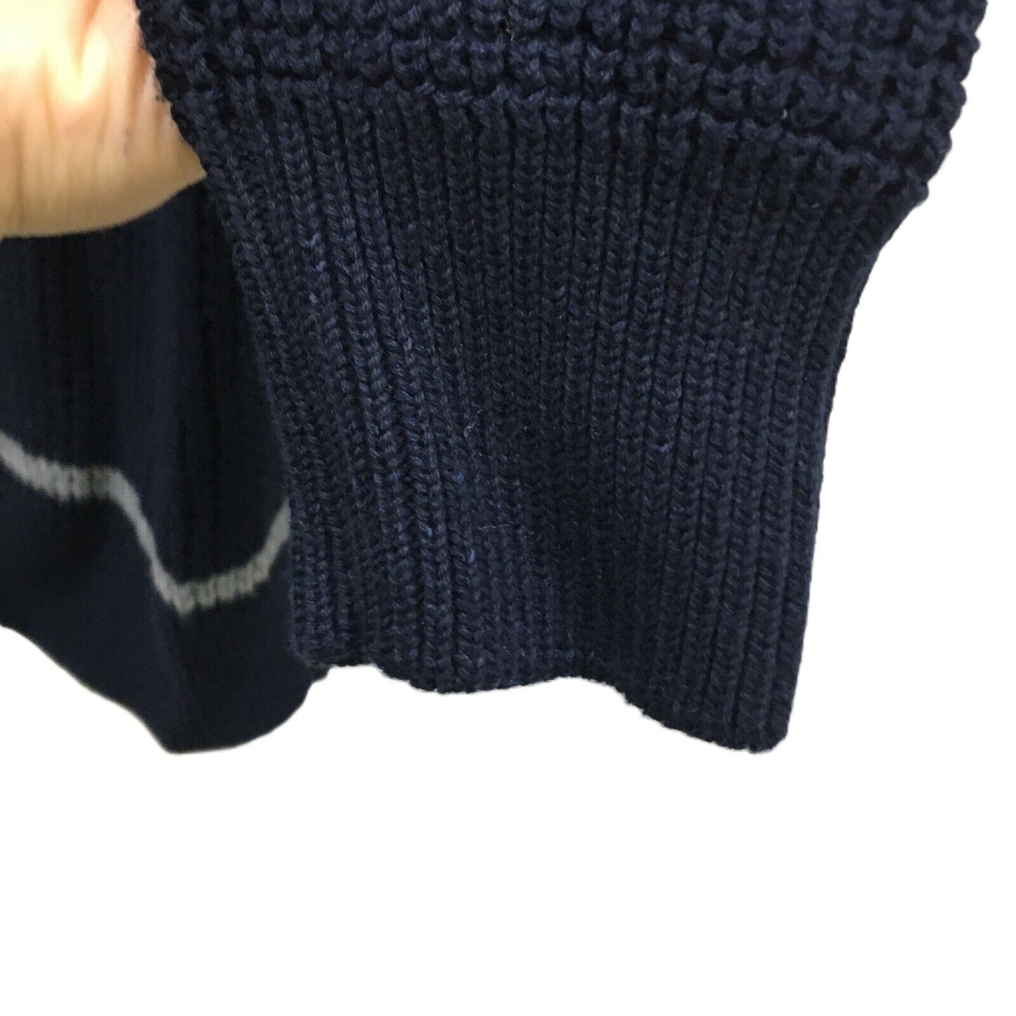 Jeanswest Navy Blue Knitted Striped Casual Comfortable Men Jumper Size L New