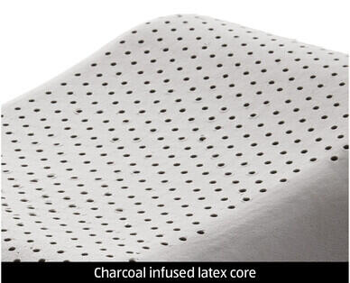 Kirkton House Grey Covered Charcoal Infused Latex Contoured Pillow NEW