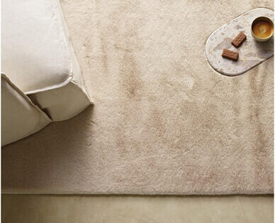 Kirkton House Faux Rabbit Fur Plush Taupe Tan Floor Rug NEW